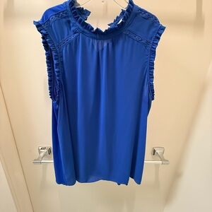 L LOFT Royal Blue Ruffle Blouse
